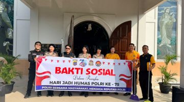 Sambut Hari Jadi Humas Polri ke-75, Bid Humas Polda Sumut Gelar Bakti Sosial Bersihkan Rumah Ibadah