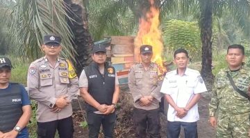 Bakar Pondok Sarang Narkoba di Desa Sei Tampang, Kepala Dusun dan Warga Apresiasi Polsek Bilah Hilir.